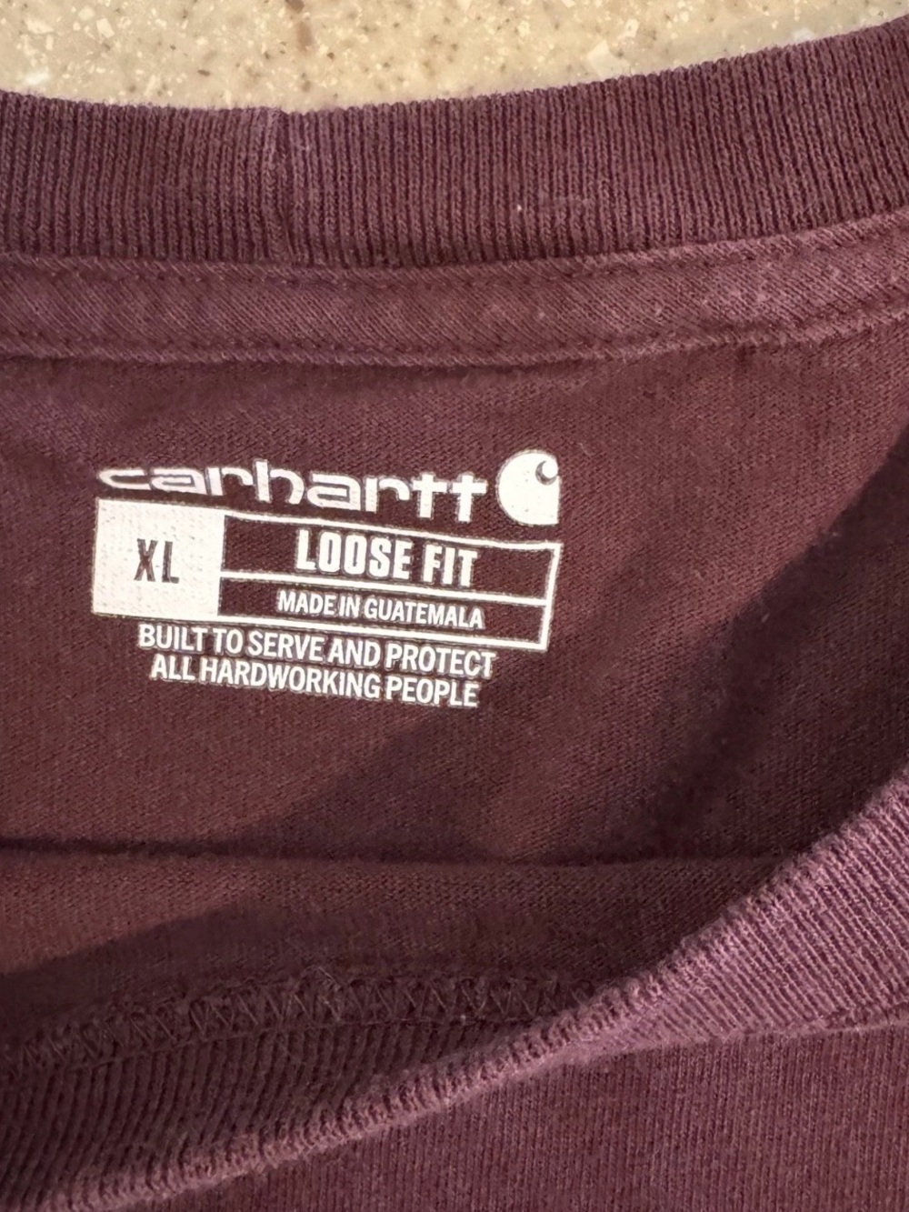 Carhartt Men’s Maroon Long-Sleeve Pocket Tee - Picture 2 of 9